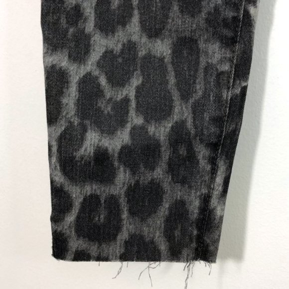New Joe's Jeans Leopard Print High Rise Raw Hem Skinny Ankle Jeans Grey Size 24 - Picture 9 of 16